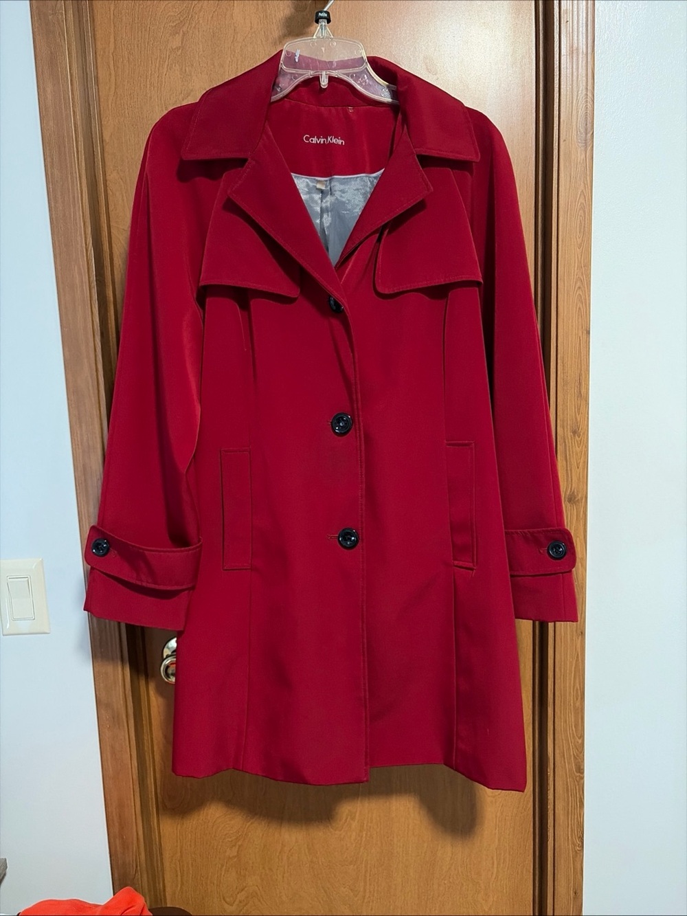 Calvin Klein Berry Red Raincoat -Small